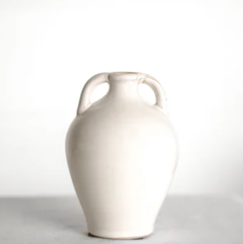Two Handle White Jug Vase
