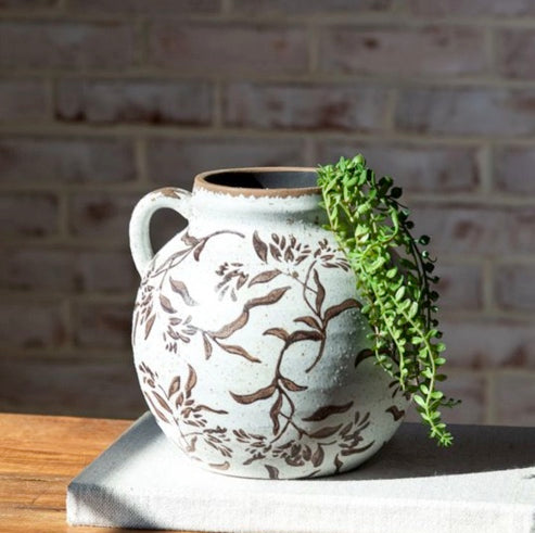7" Brown &amp; White Leaf Pattern