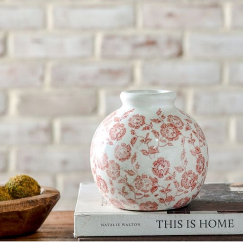 Rouge Floral Round Vase