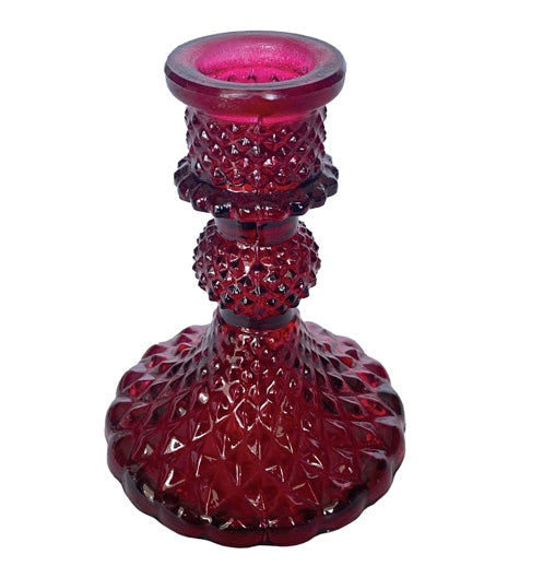 Burgundy Embossed Recycled Glass Taper Holder