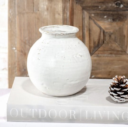 4.6" White Ceramic Ball Vase