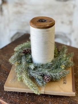 Frosted White Spruce Candle Ring