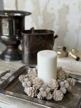 Glittery Ivory Pinecone Candle Ring