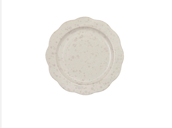 White Speckled Scalloped Plate