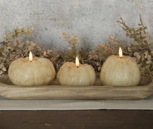 Cream 3D Flame Pumpkin Candle