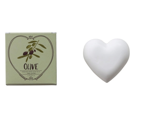 Olive Scented Olive Oil & Shea Butter Triple Milled Heart Shaped Bar Soap