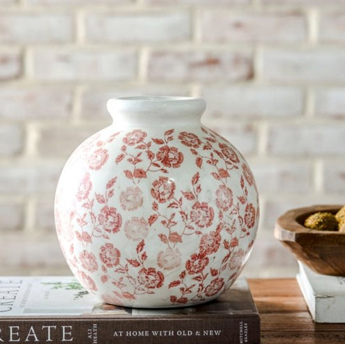 Rouge Floral Round Vase