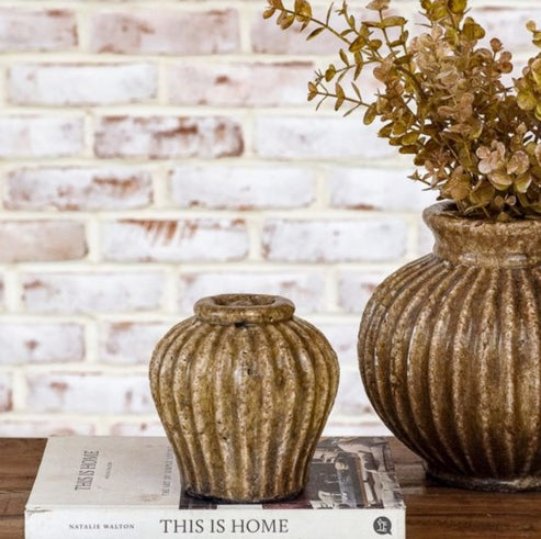 5" Brown Terracotta Rounded Vase