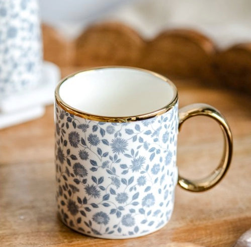 Gold Accent Flower Mug