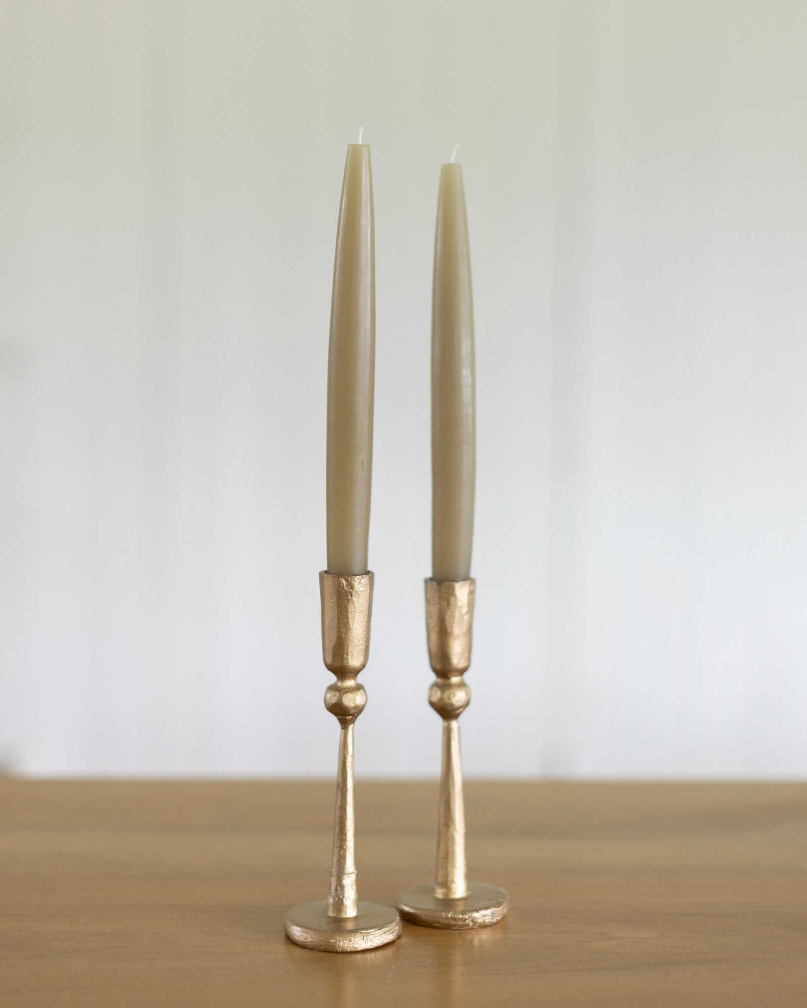 Olive Unscented Taper Candles in Box, Set of 2