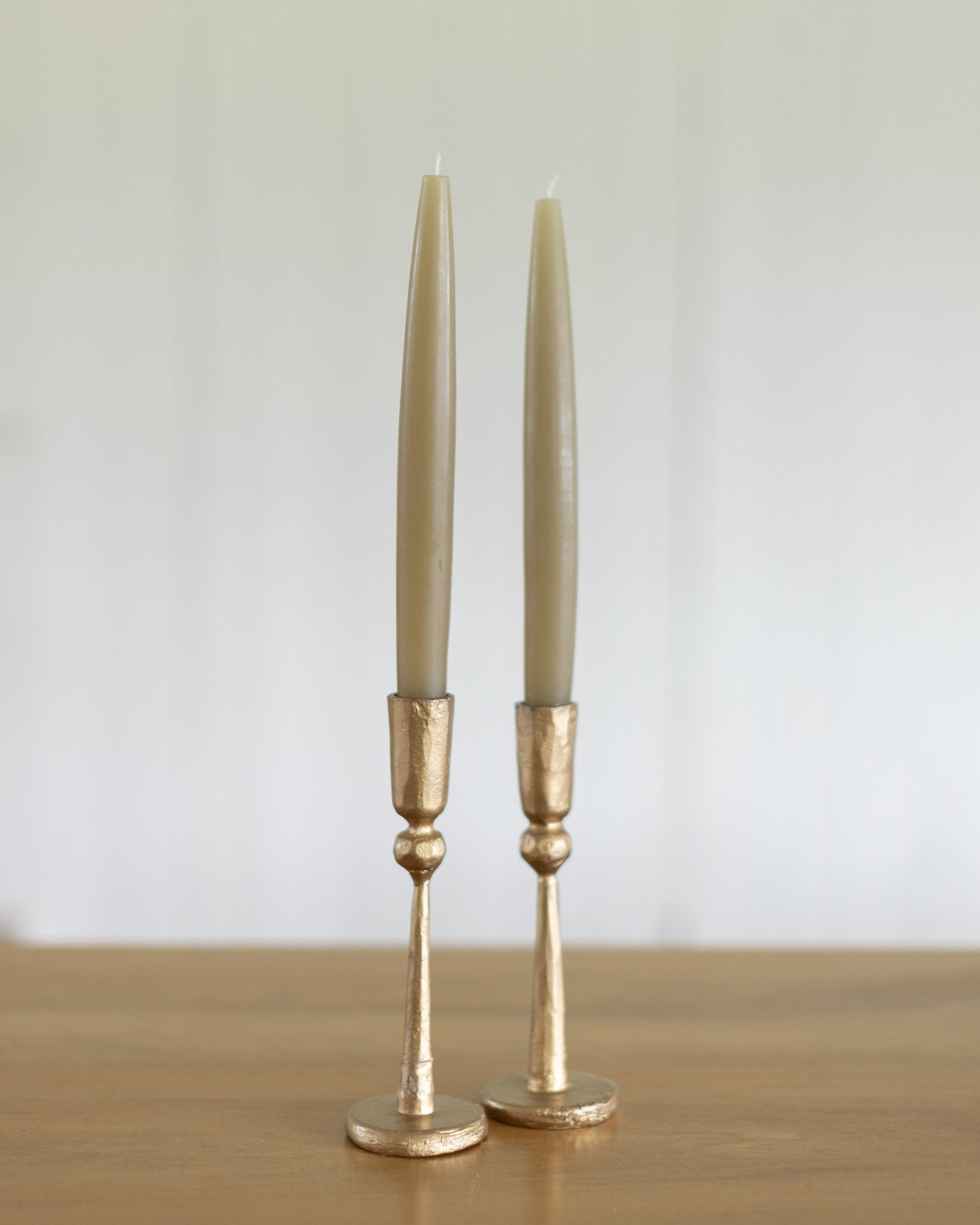 Olive Unscented Taper Candles in Box, Set of 2