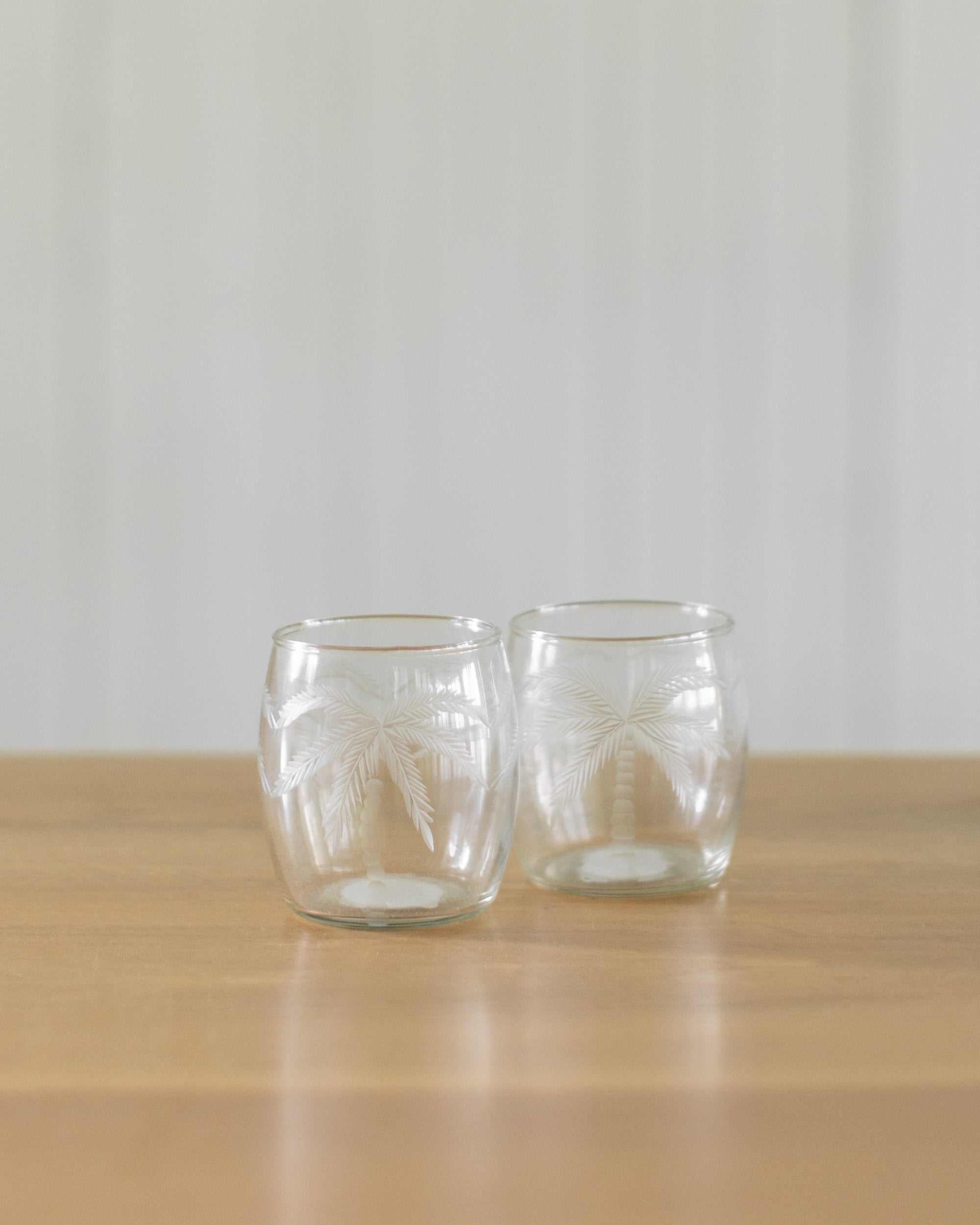 8 oz. Etched Drinking Glass with Palm Trees