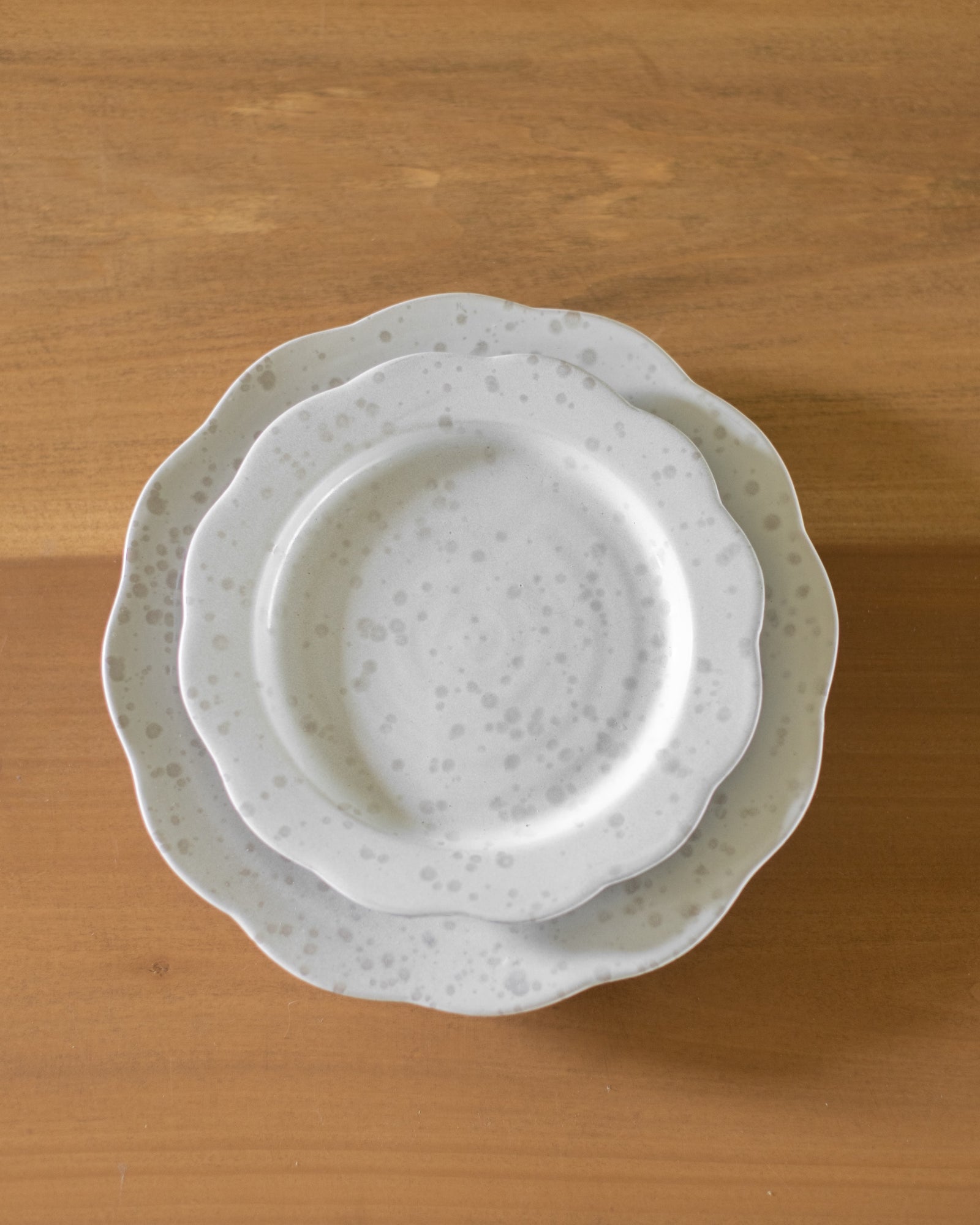 White Speckled Scalloped Plate