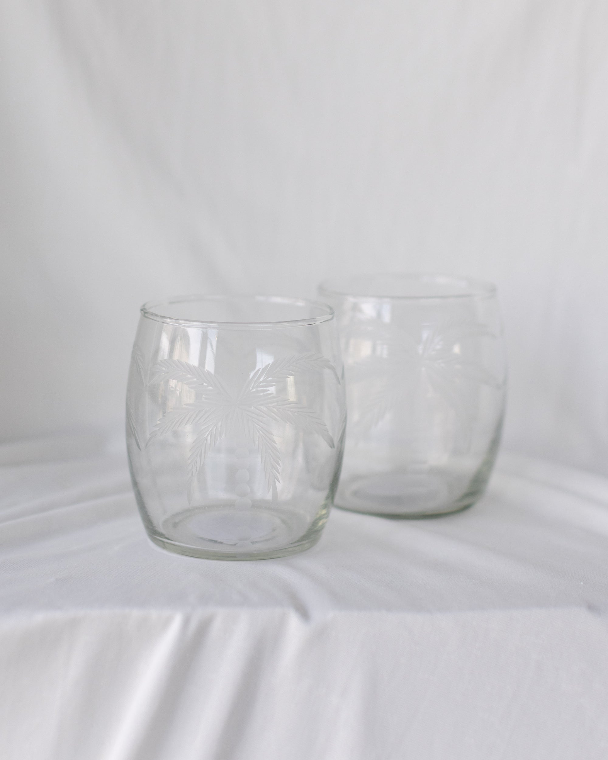 8 oz. Etched Drinking Glass with Palm Trees