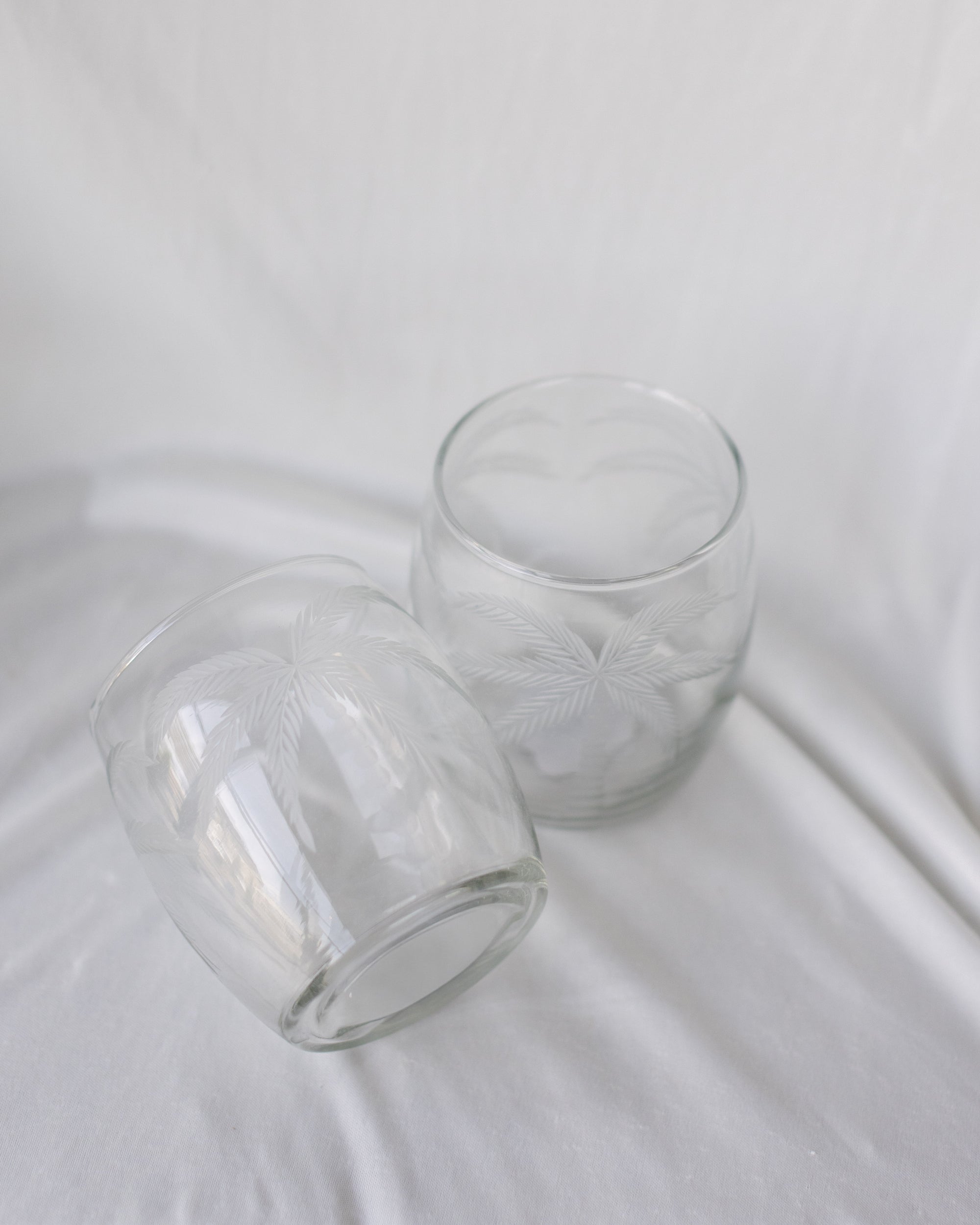 8 oz. Etched Drinking Glass with Palm Trees