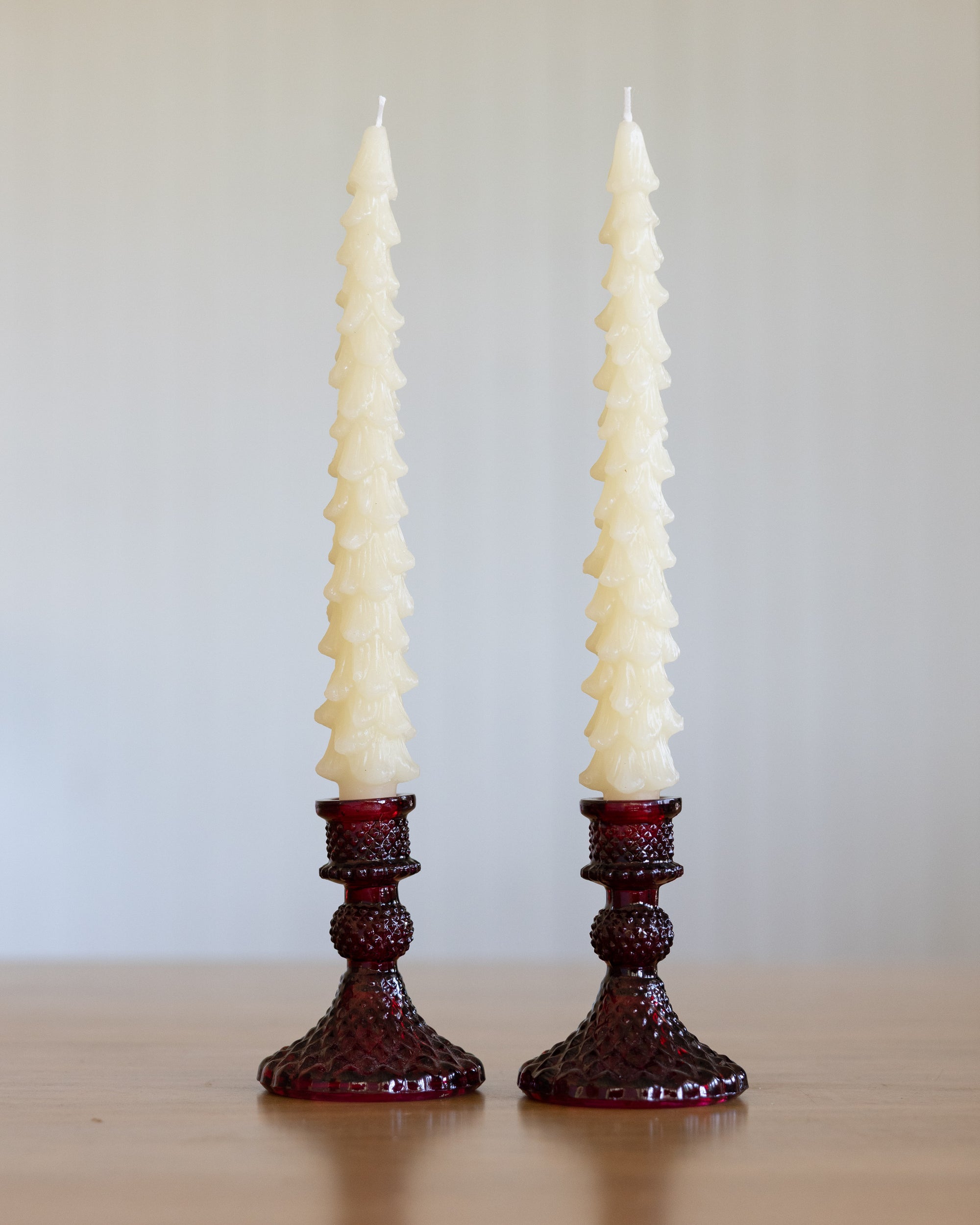 Burgundy Embossed Recycled Glass Taper Holder