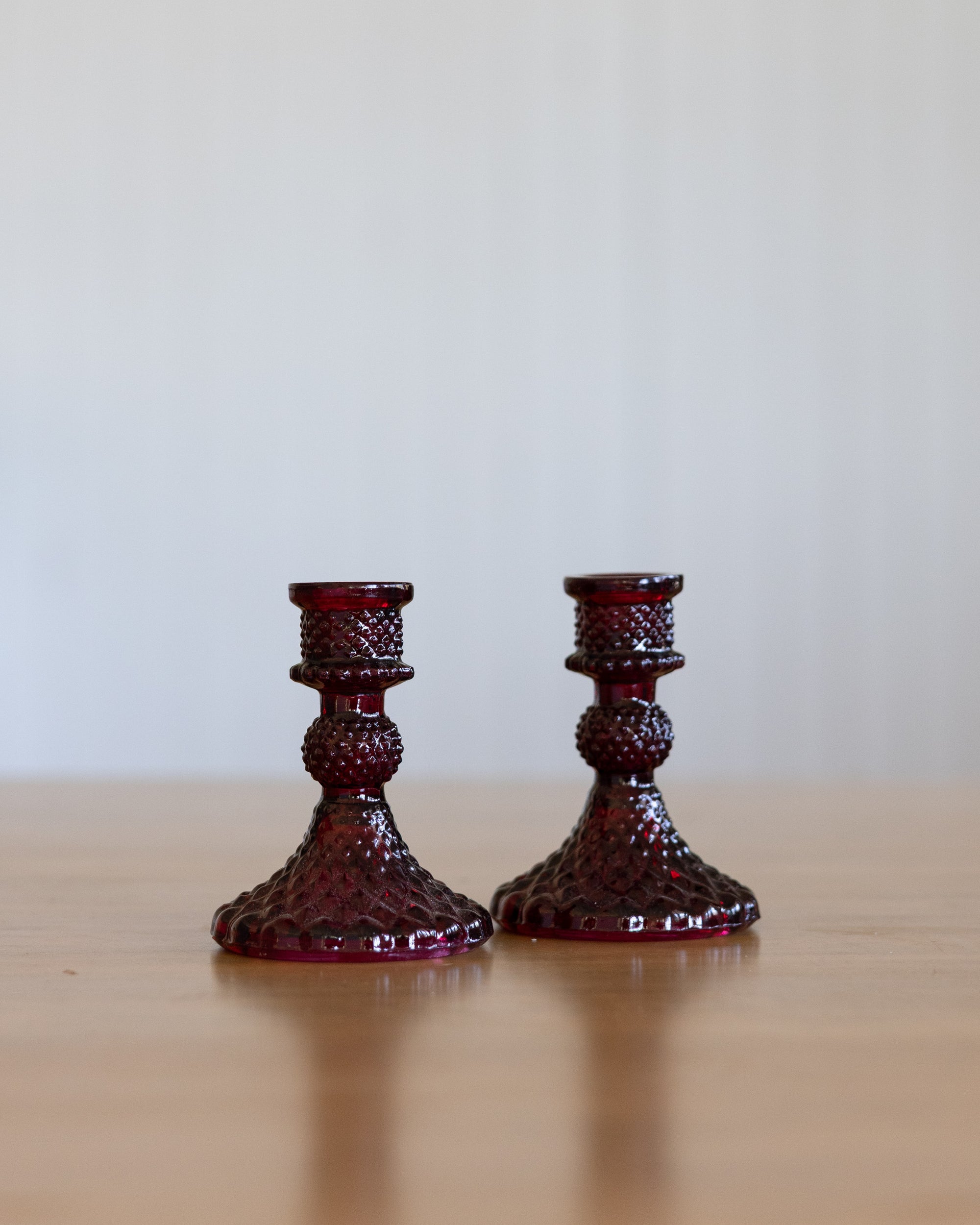 Burgundy Embossed Recycled Glass Taper Holder