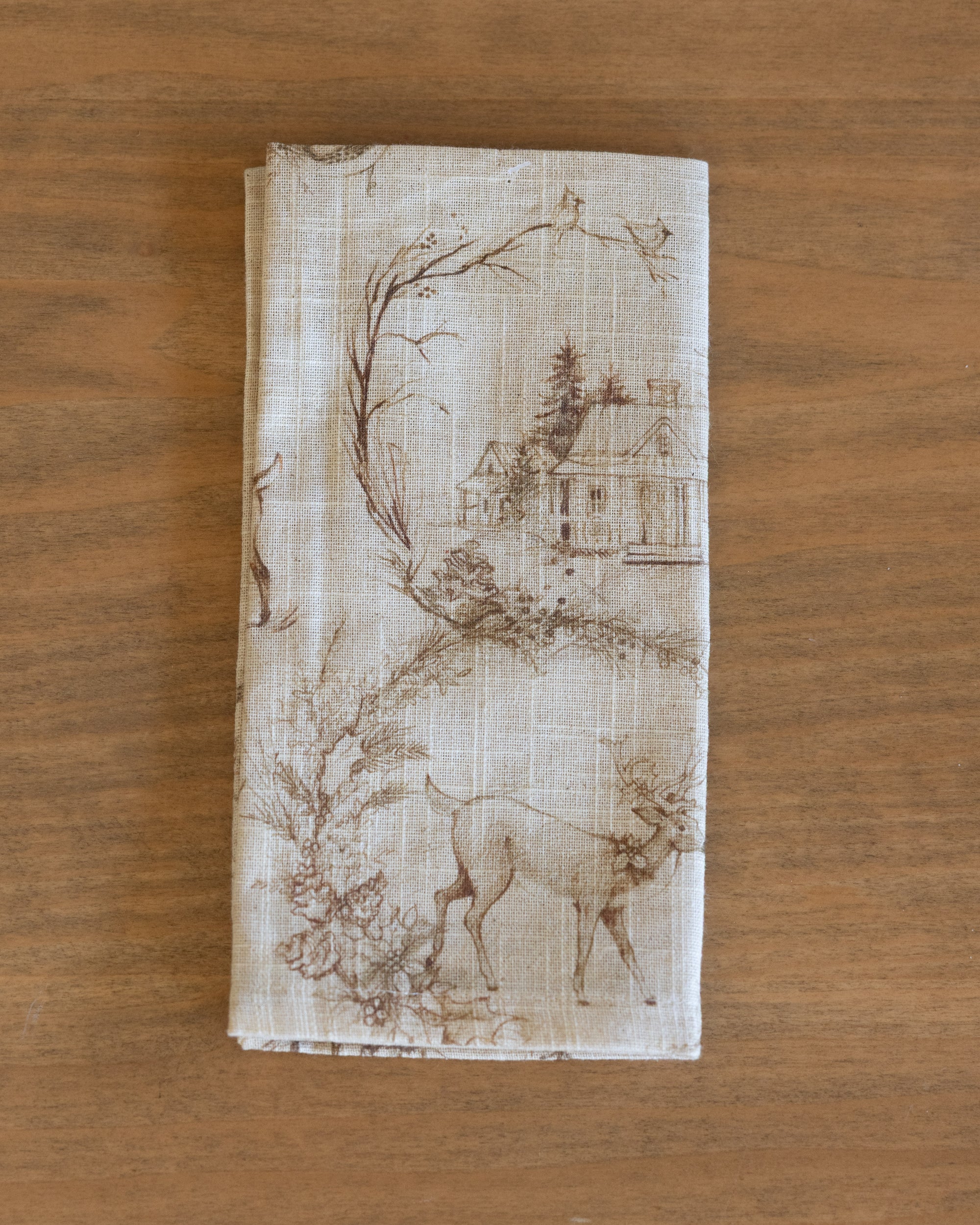 Napkin - Sepia Deer Toile Print
