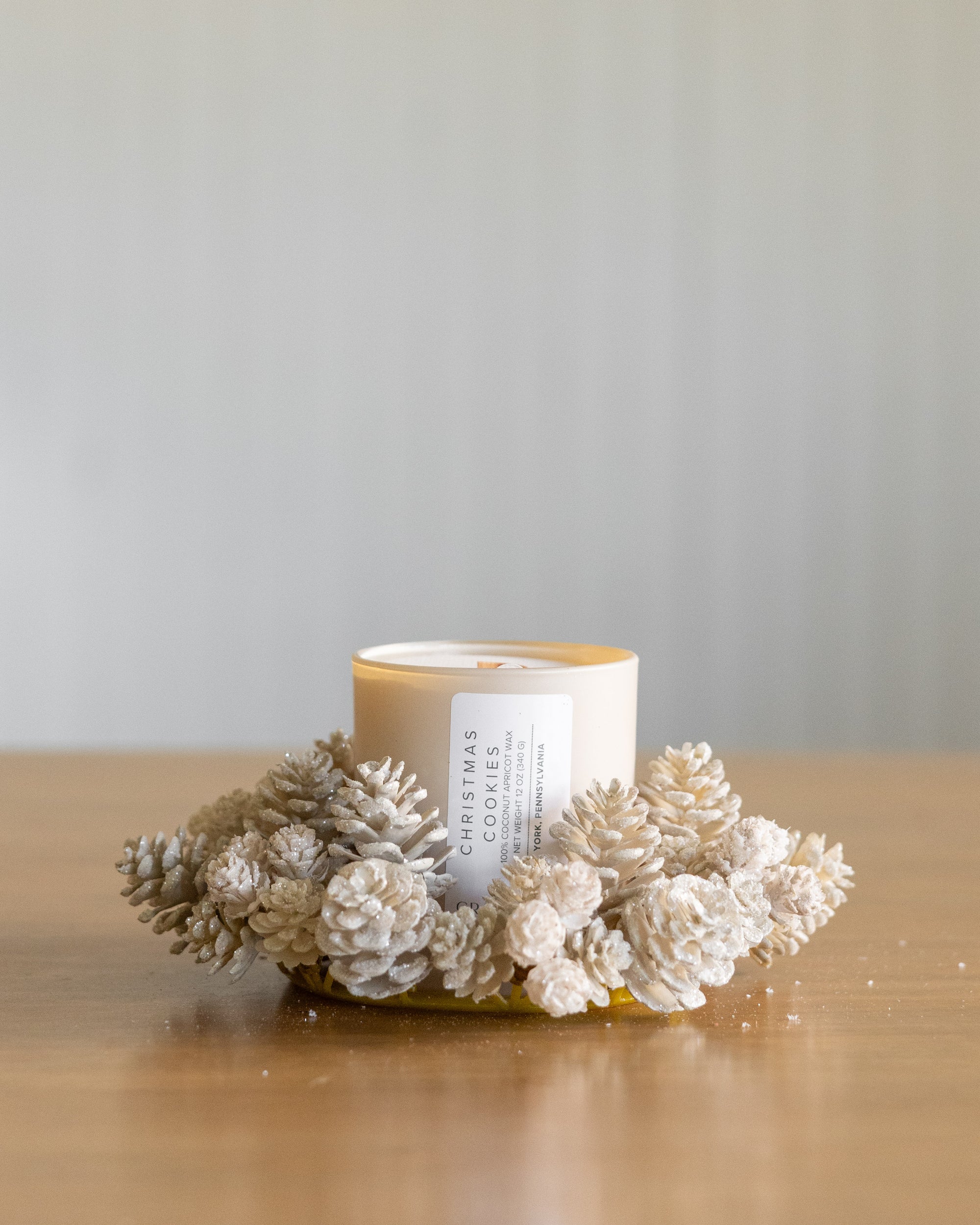Glittery Ivory Pinecone Candle Ring