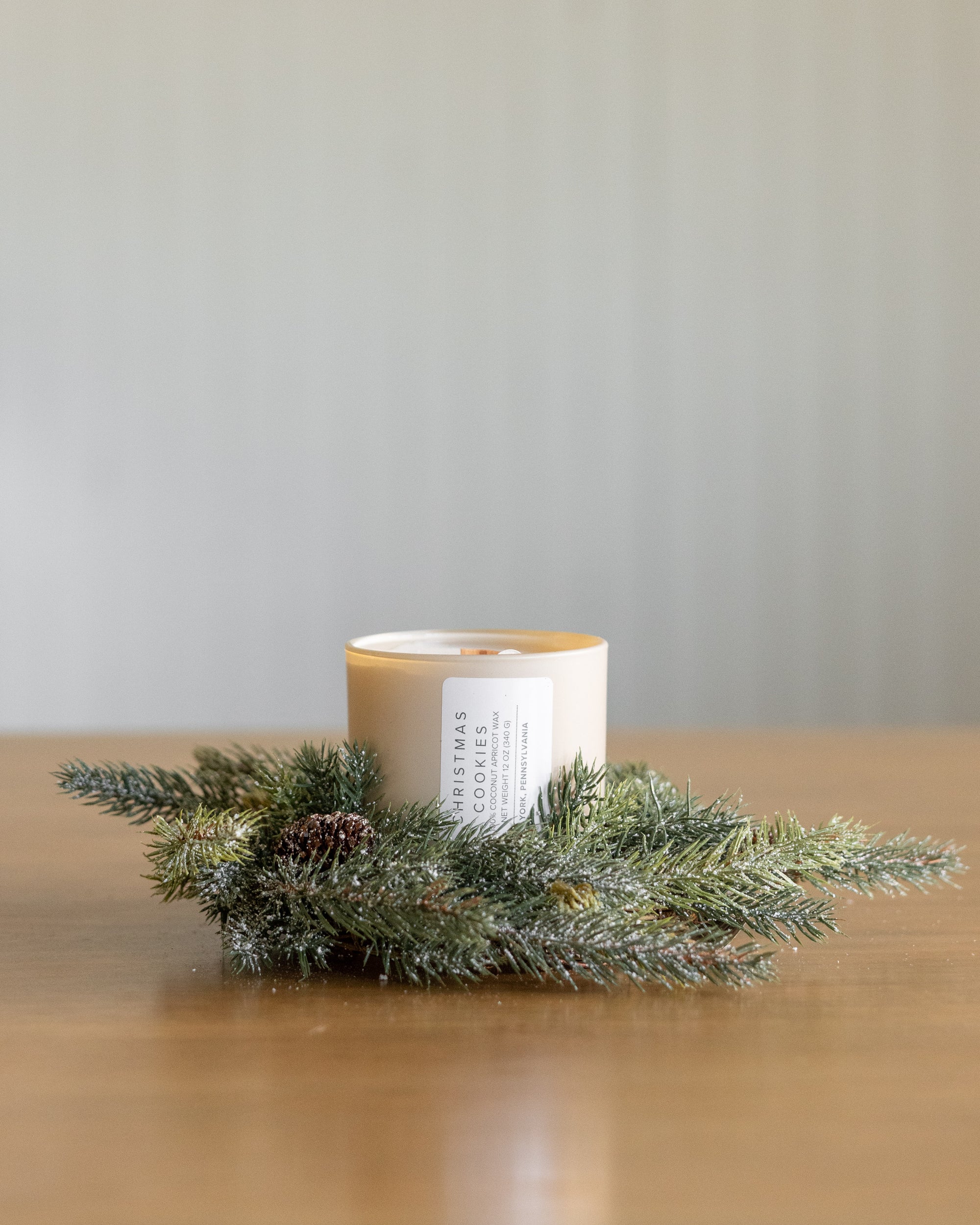 Frosted White Spruce Candle Ring
