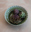 Scalloped Green Stoneware Bowl