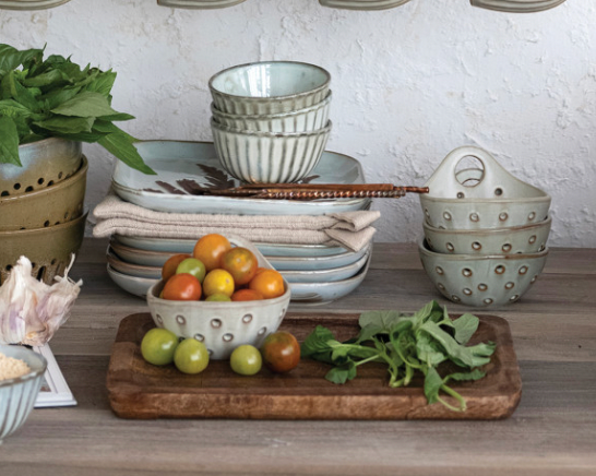 Botanical Etched Mango Wood Tray