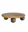 Wood Pedestal with Ball Feet