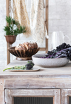 Footed Scalloped Wood Bowl