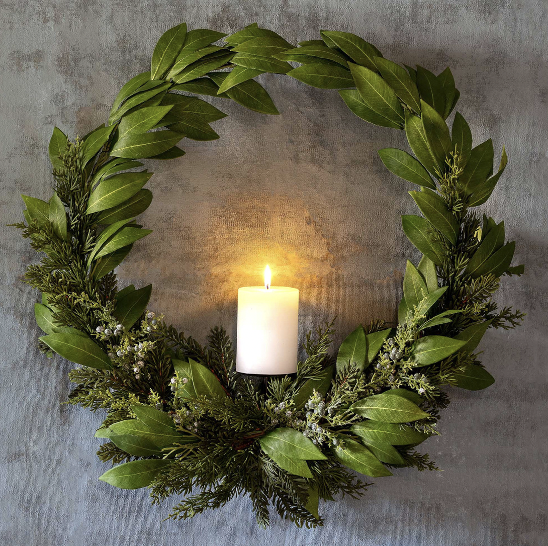 Bayleaf & Juniper Wreath with Candle Plate