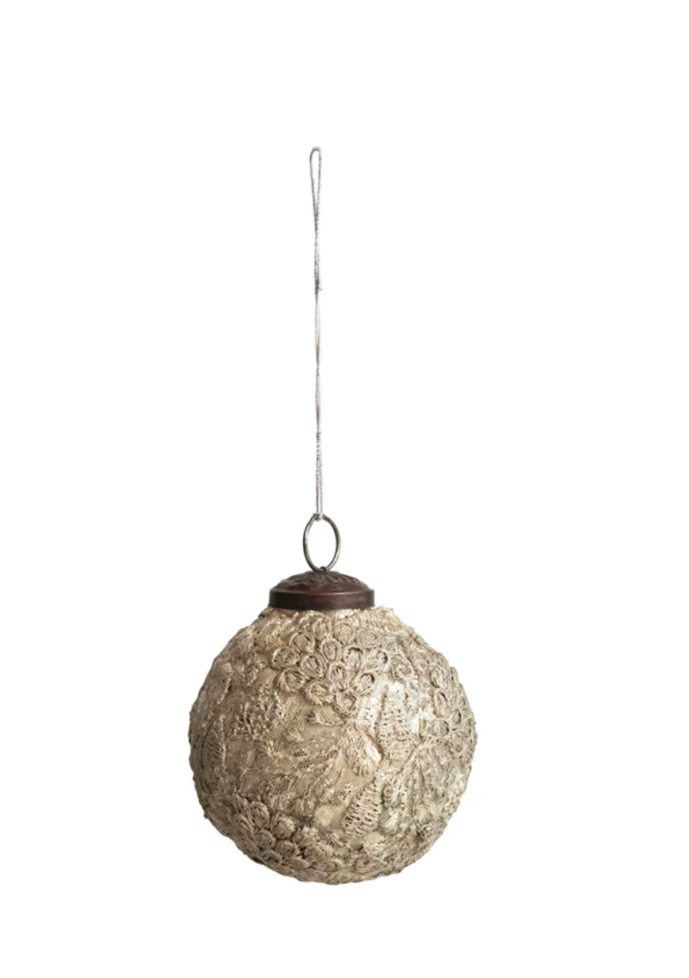 Round Glass Ball Ornament with Lace