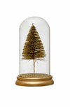 Glass Cloche with Bottle Brush Tree