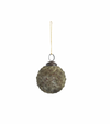 Embossed Glass Ball Ornament, Distressed Green Patina Finish