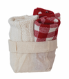 Cotton Knit Dish Cloths with Patterns, Set of 3 in Cotton Bag