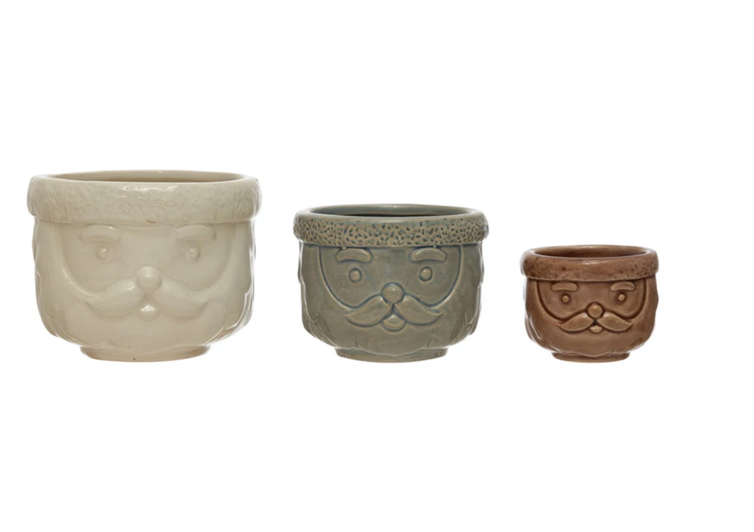 Stoneware Santa Containers