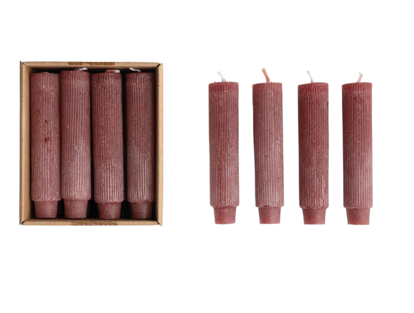 Burgundy Pleated Taper Candles