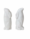Marble Rabbit Bookends