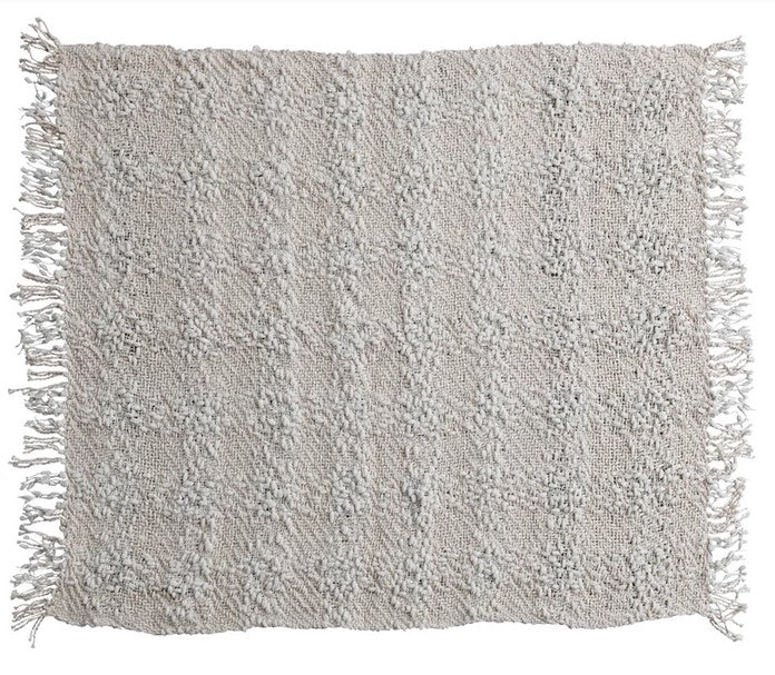 Woven Cotton Blend Throw With Fringe