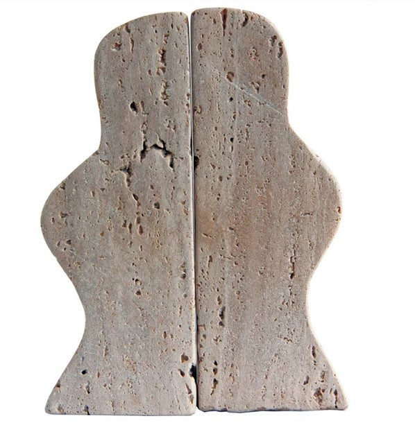 Travertine Wave Bookends - Gray Apple Market