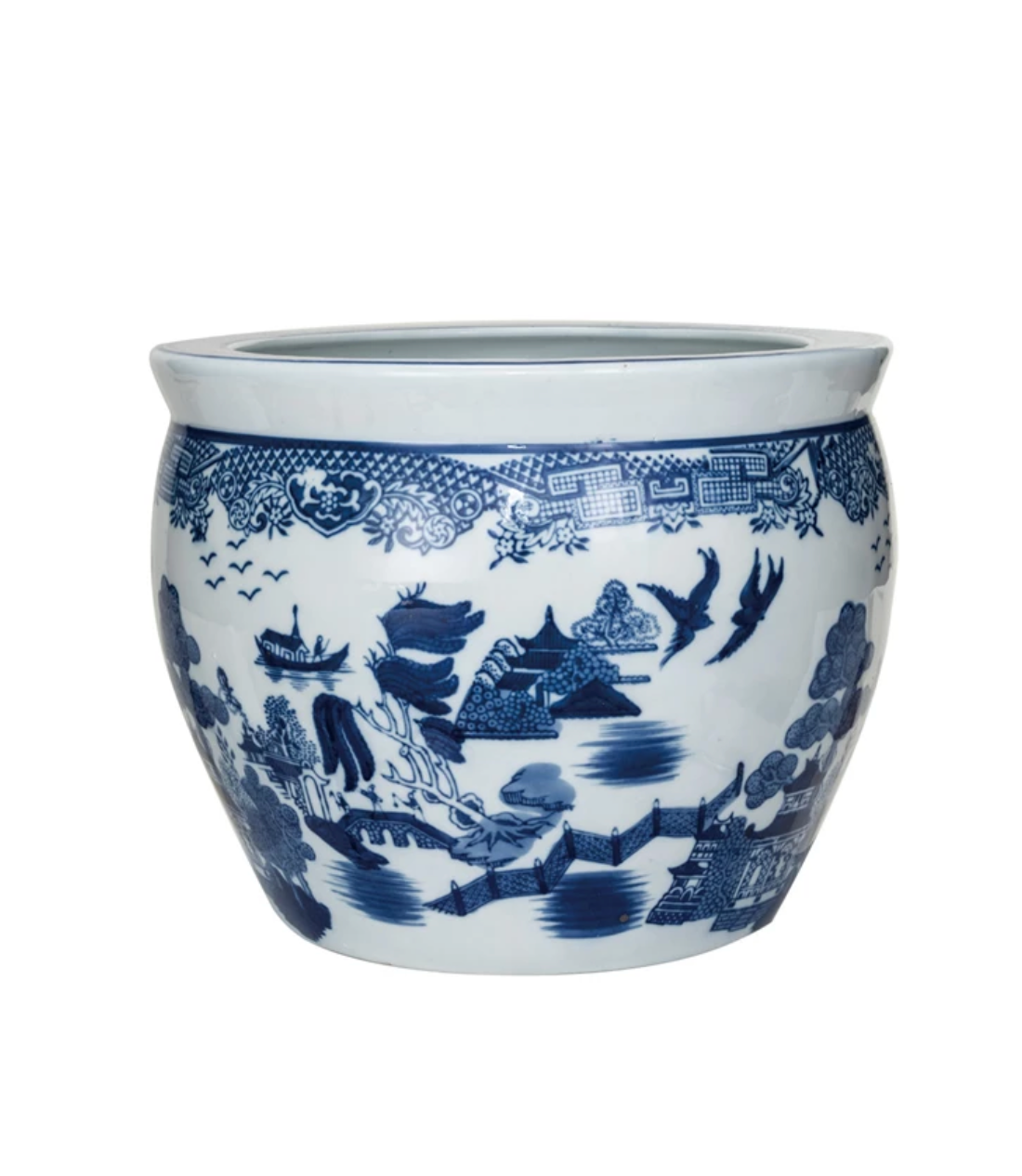 Blue & White Stoneware Planter