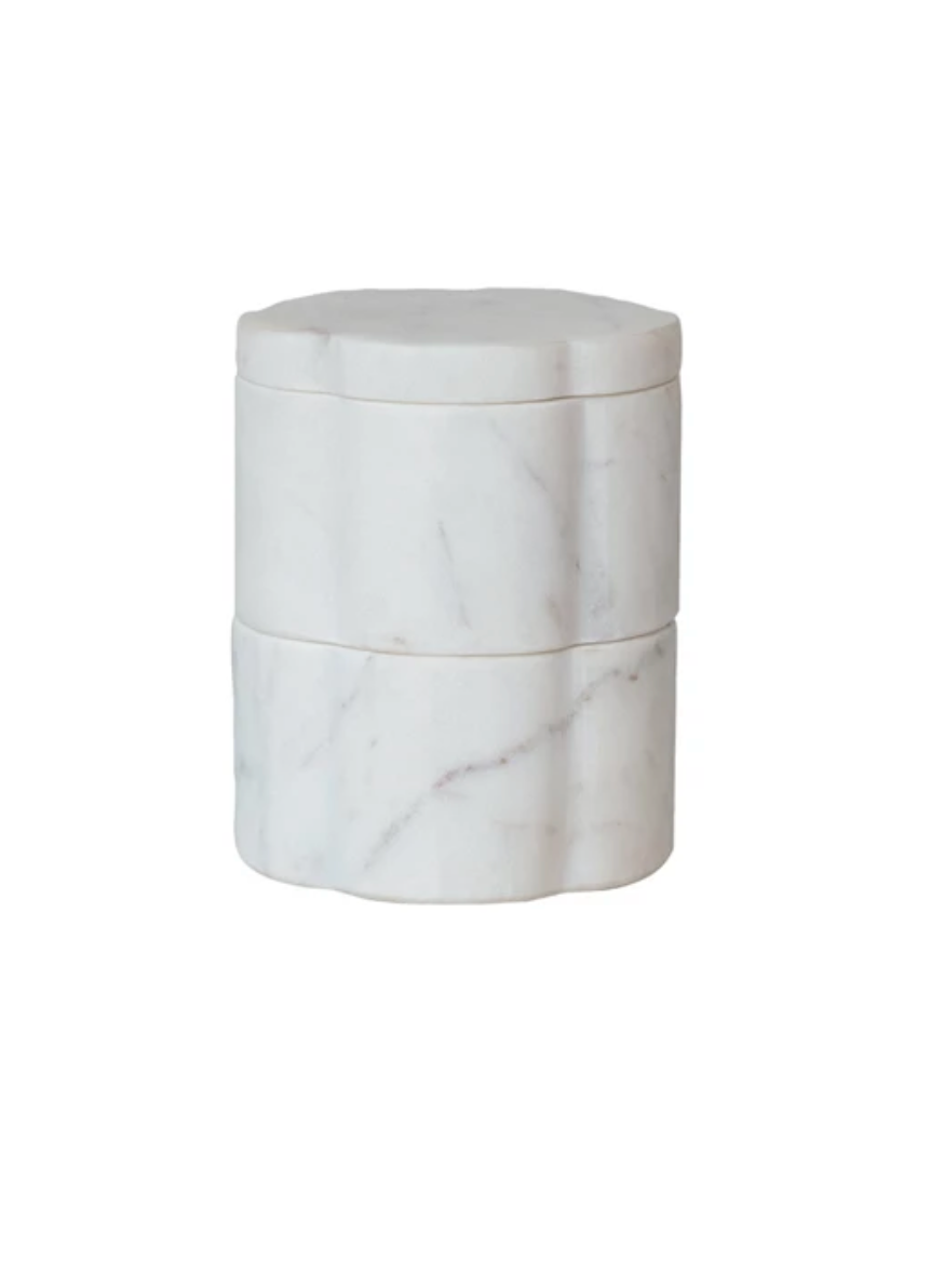 Scalloped Marble Pinch Pot Set