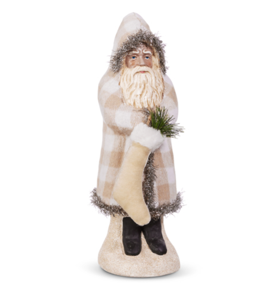 Ivory Gingham Velvet Santa