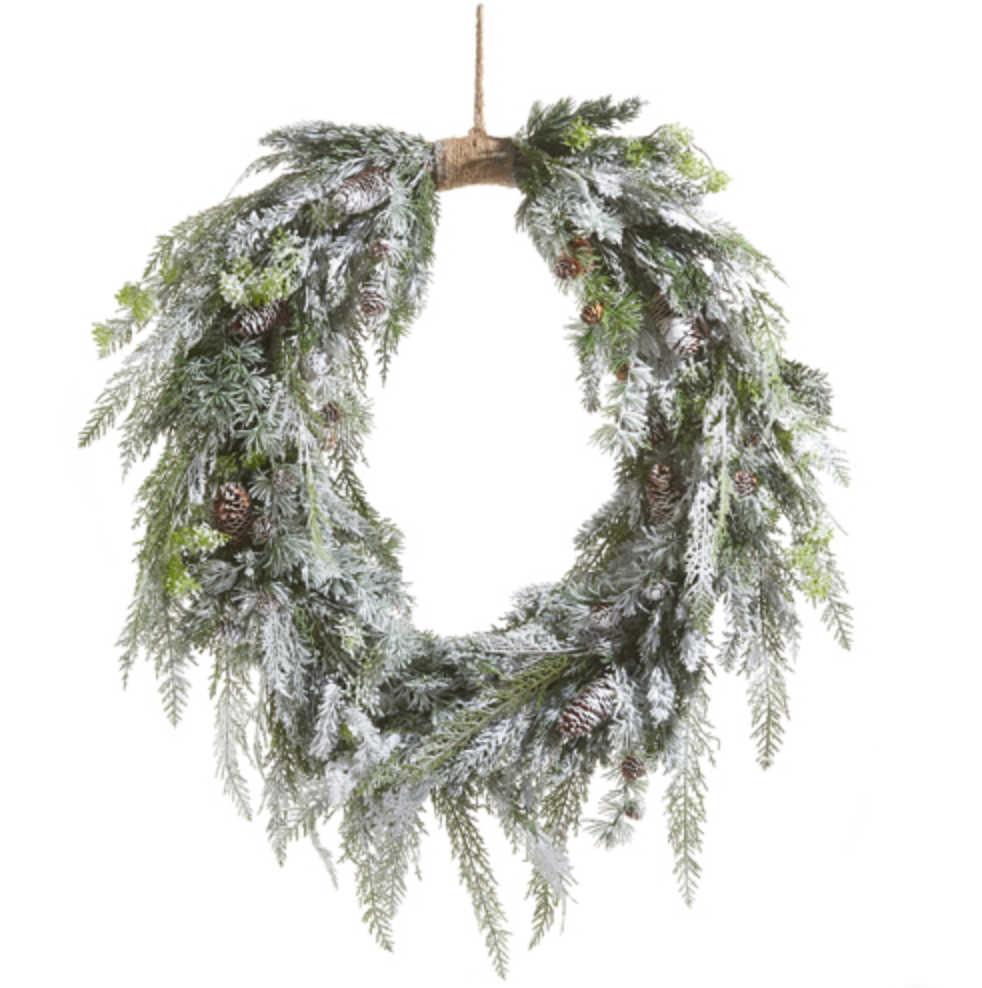 Flocked Cedar Wreath