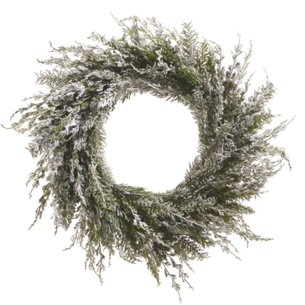 Flocked Cedar Wreath