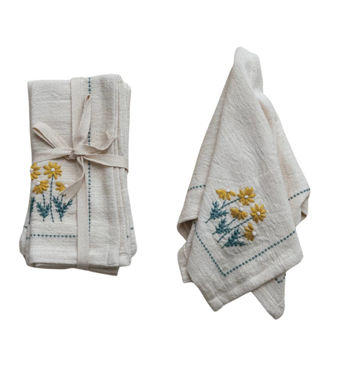 Embroidered Floral Napkin Set