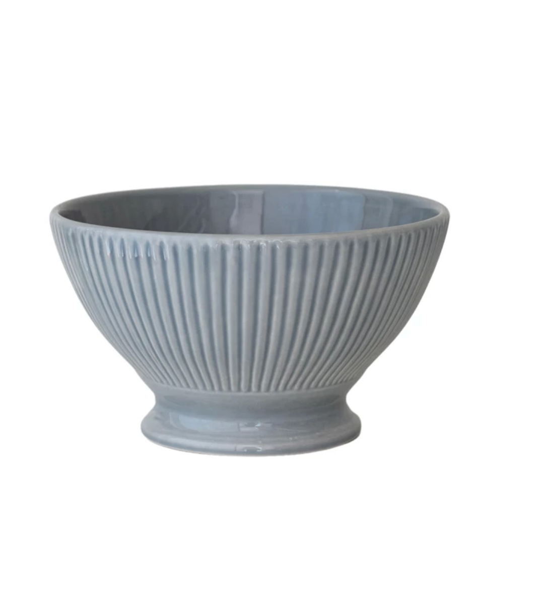 Fluted Stoneware Serving Bowl