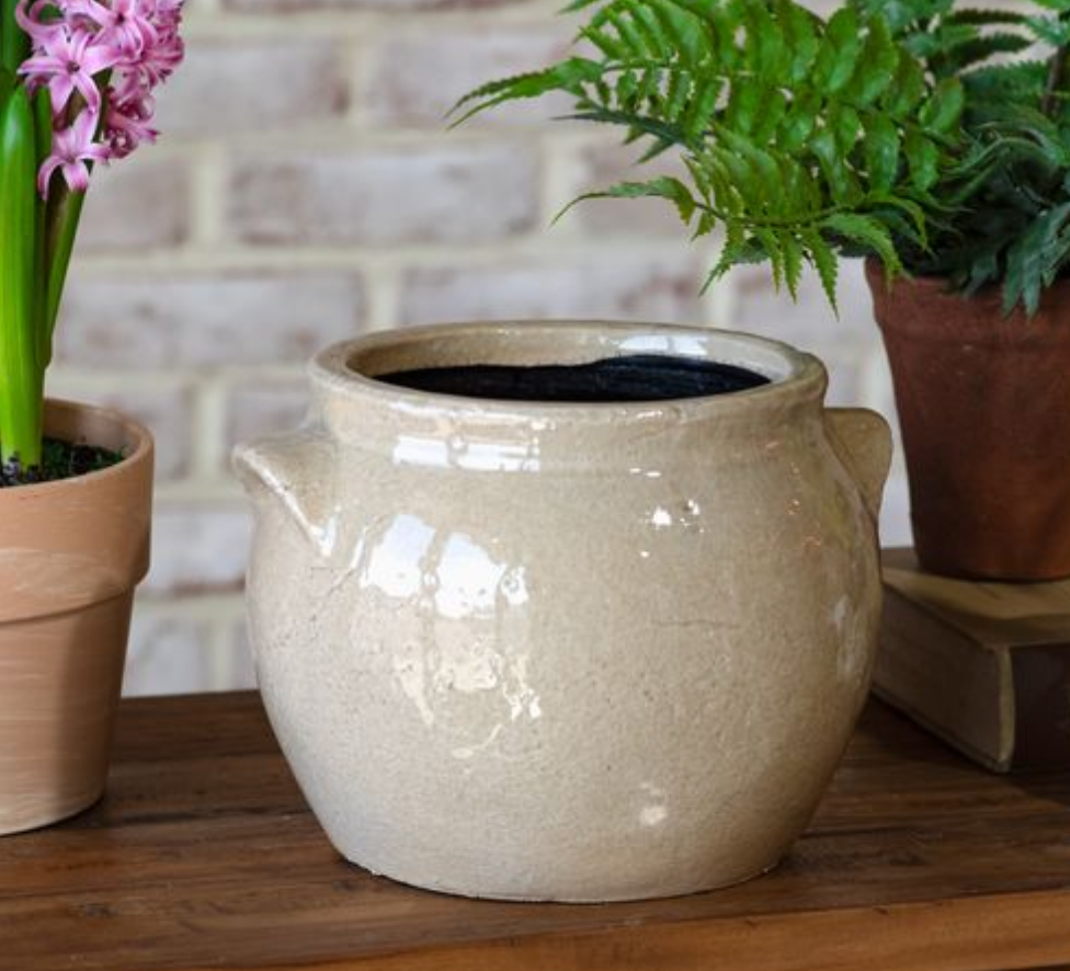 Beige Ceramic Crock