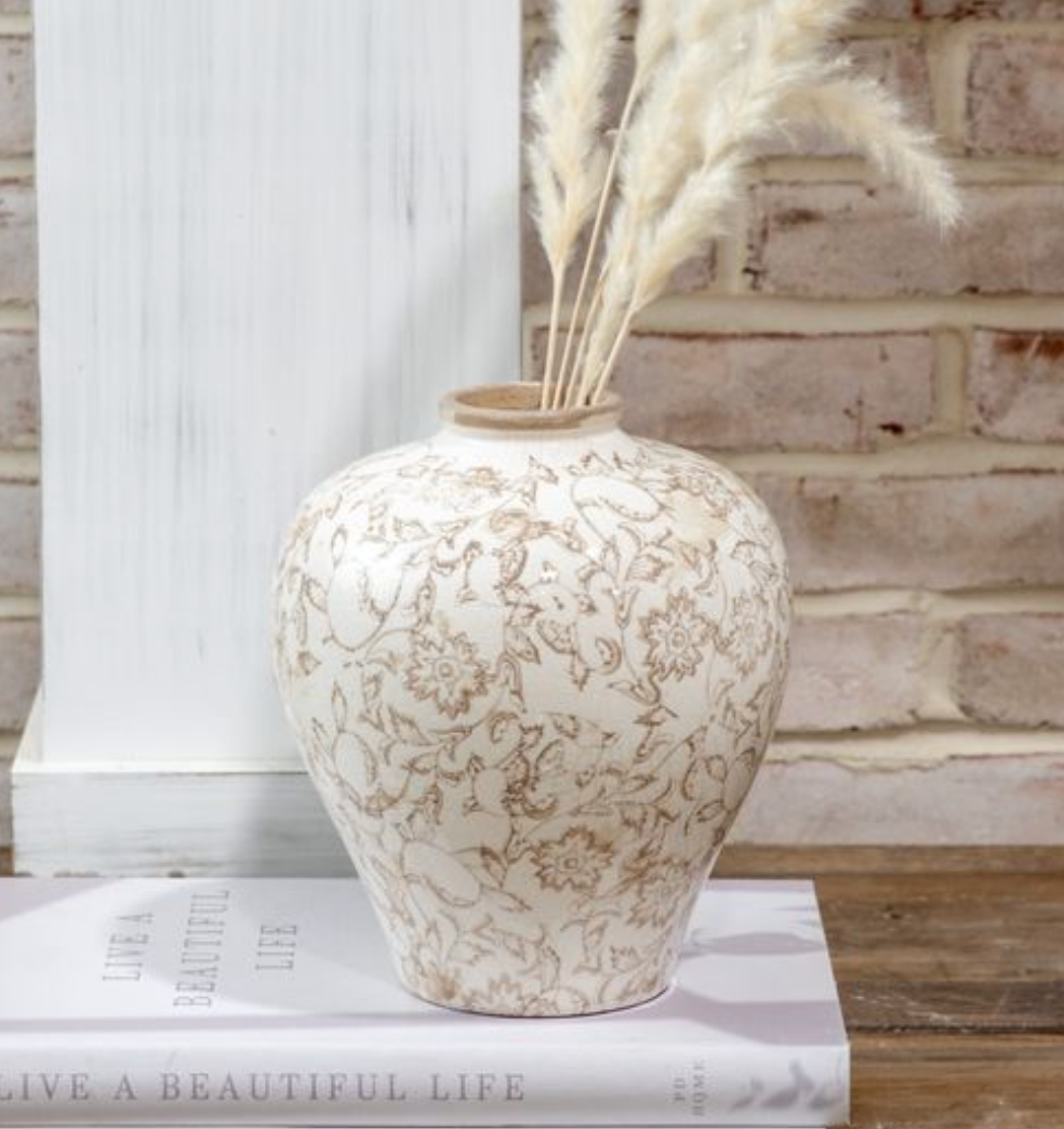 Beige Heirloom Plum Vase