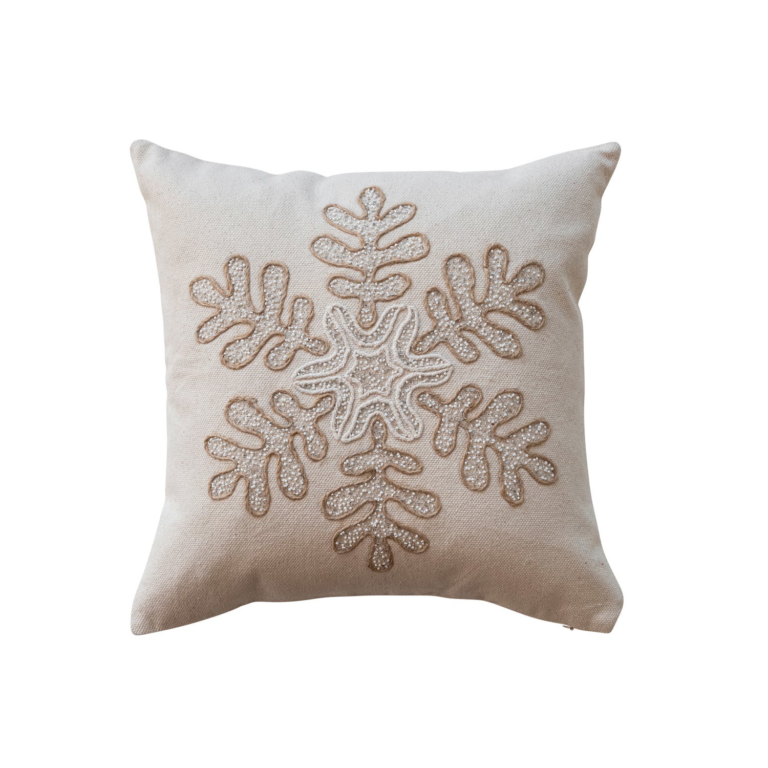 Embroidered Snowflake Pillow