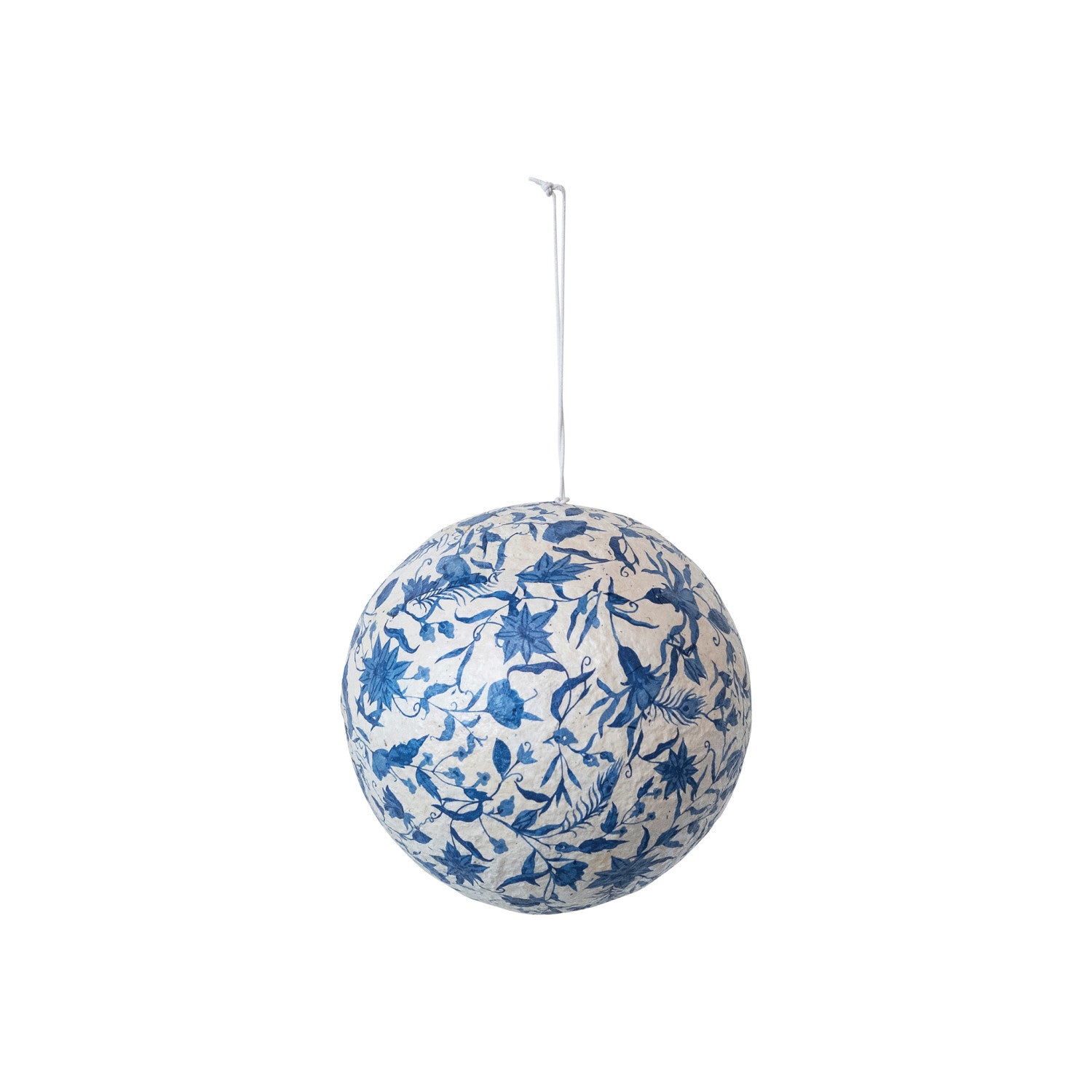 Blue Toile Paper Mache Ornament