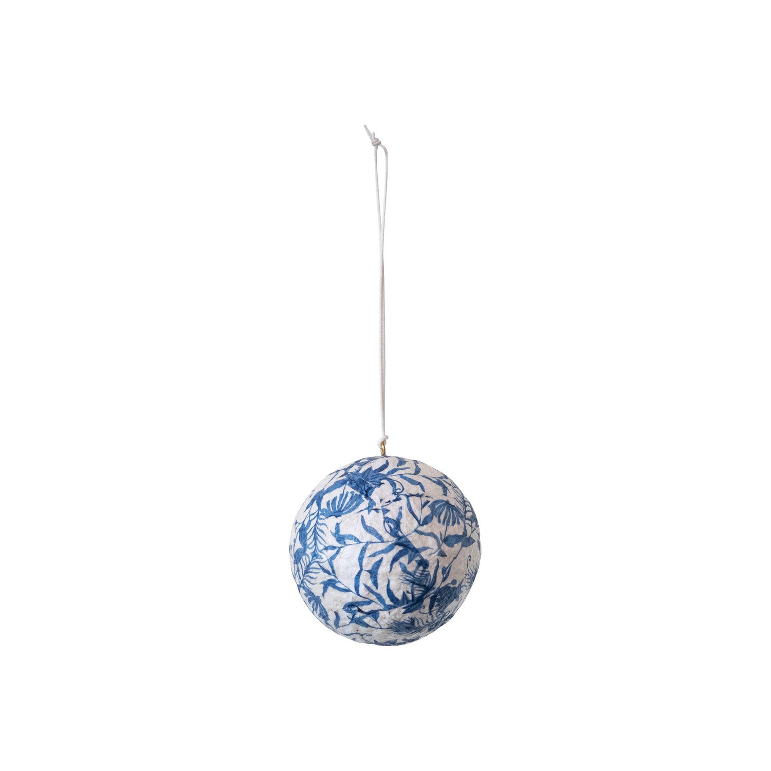 Blue Toile Paper Mache Ornament